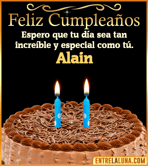 Gif de pastel de Feliz Cumpleaños Alain