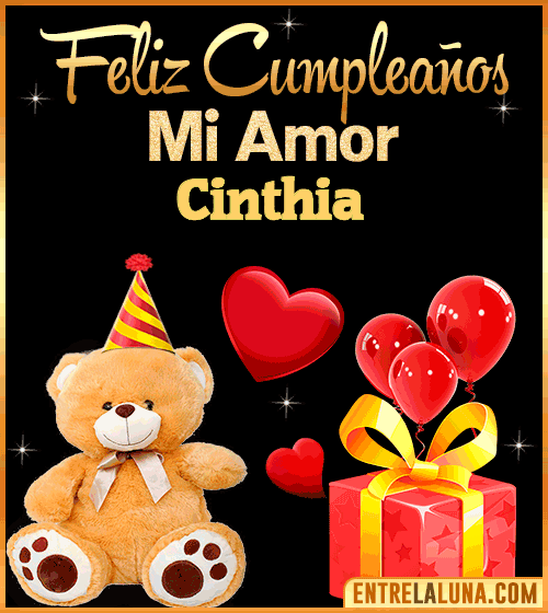 Gif Feliz Cumpleaños mi Amor Cinthia