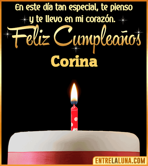 Te llevo en mi corazón Feliz Cumpleaños Corina