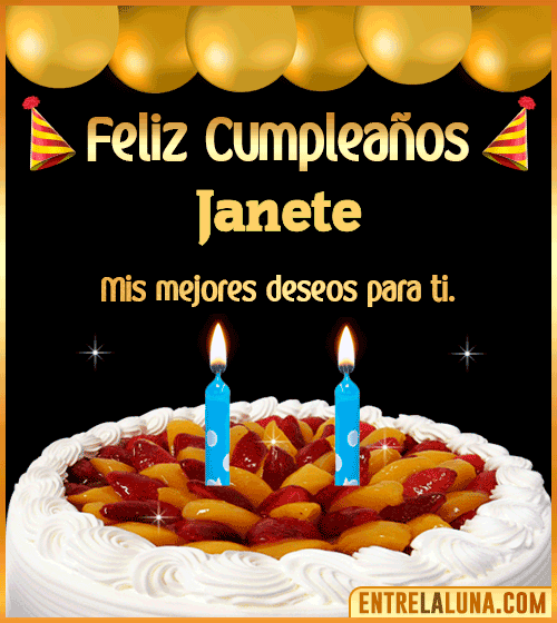 Gif de pastel de Cumpleaños Janete