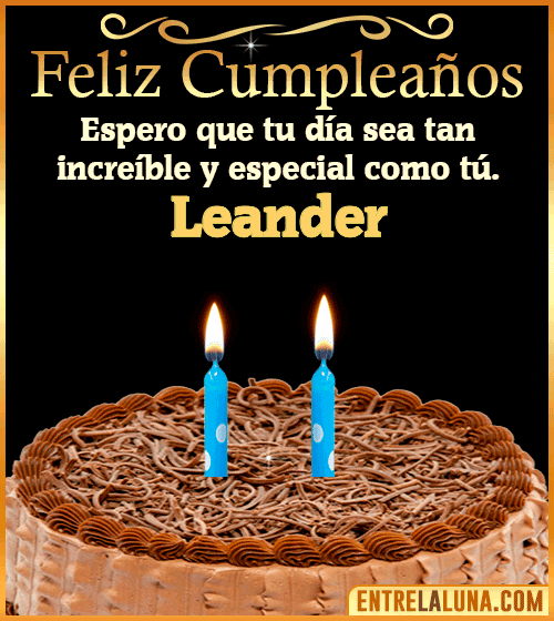 Gif de pastel de Feliz Cumpleaños Leander