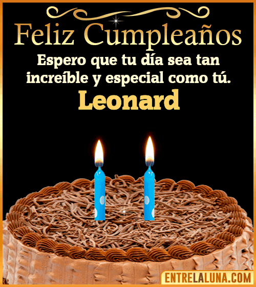 Gif de pastel de Feliz Cumpleaños Leonard