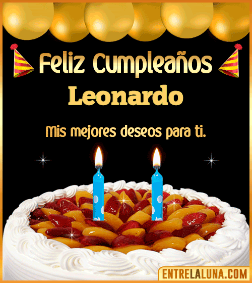 Gif de pastel de Cumpleaños Leonardo