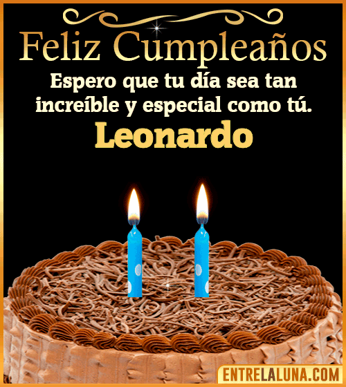 Gif de pastel de Feliz Cumpleaños Leonardo