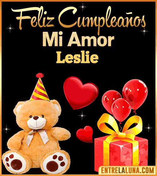 Gif Feliz Cumpleaños mi Amor Leslie