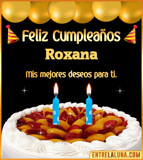 Gif de pastel de Cumpleaños Roxana