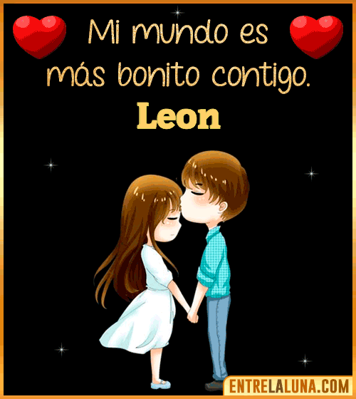 Gif de Amor para WhatsApp con Nombre Leon