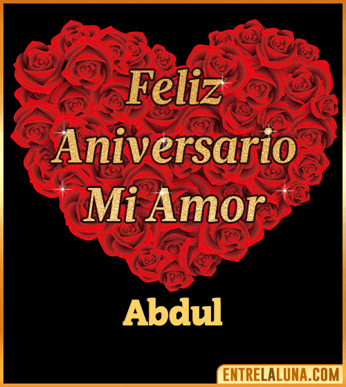 Corazón con Mensaje feliz aniversario mi amor Abdul