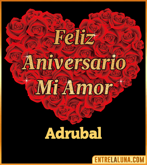 Corazón con Mensaje feliz aniversario mi amor Adrubal