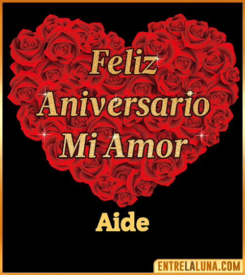 Corazón con Mensaje feliz aniversario mi amor Aide