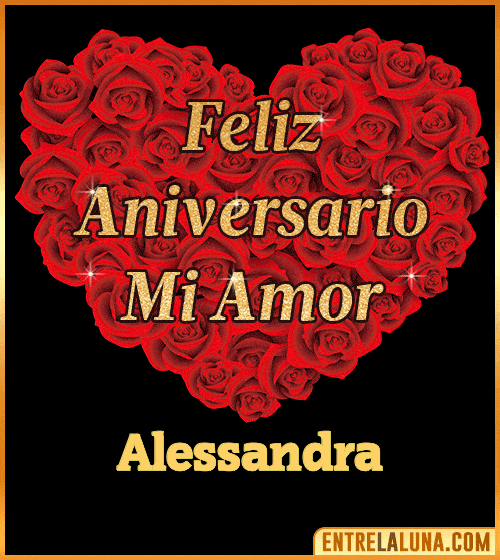 Corazón con Mensaje feliz aniversario mi amor Alessandra