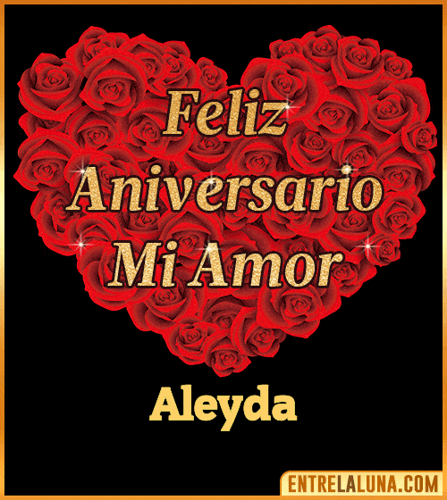 Corazón con Mensaje feliz aniversario mi amor Aleyda