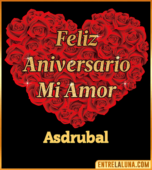 Corazón con Mensaje feliz aniversario mi amor Asdrubal