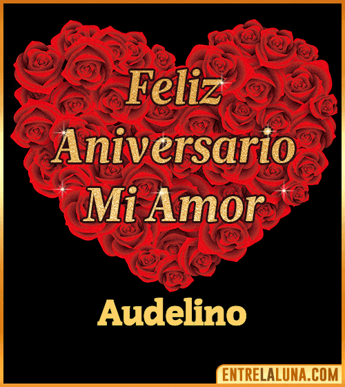 Corazón con Mensaje feliz aniversario mi amor Audelino