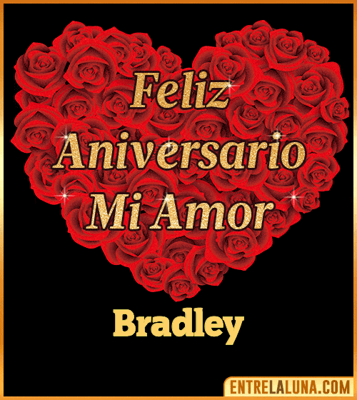 Corazón con Mensaje feliz aniversario mi amor Bradley