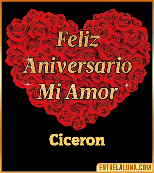 Corazón con Mensaje feliz aniversario mi amor Ciceron