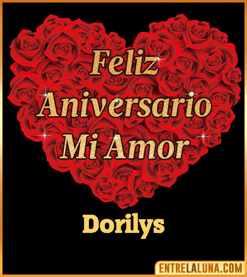 Corazón con Mensaje feliz aniversario mi amor Dorilys