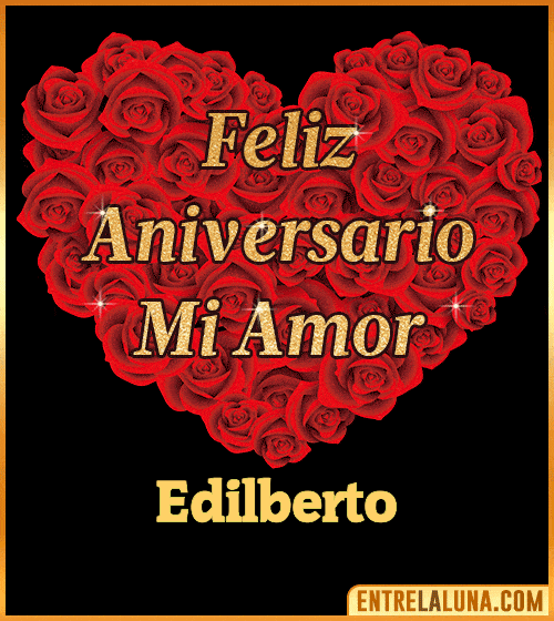 Corazón con Mensaje feliz aniversario mi amor Edilberto
