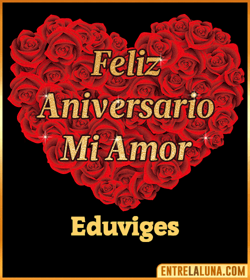 Corazón con Mensaje feliz aniversario mi amor Eduviges