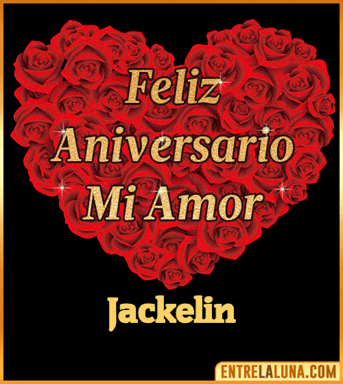 Corazón con Mensaje feliz aniversario mi amor Jackelin