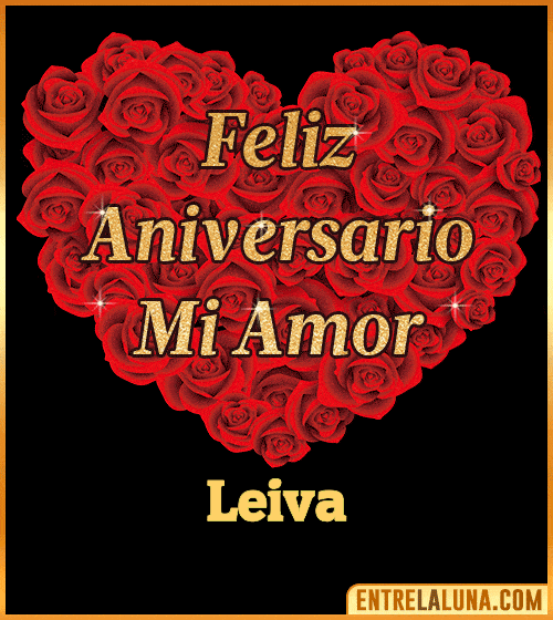 Corazón con Mensaje feliz aniversario mi amor Leiva