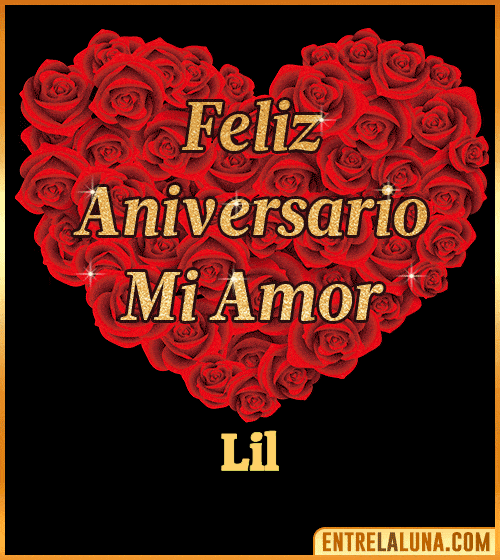 Corazón con Mensaje feliz aniversario mi amor Lil
