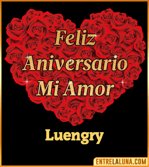 Corazón con Mensaje feliz aniversario mi amor Luengry