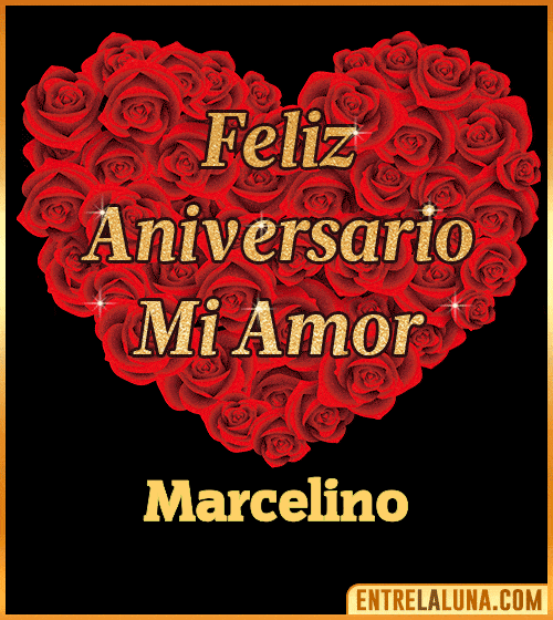 Corazón con Mensaje feliz aniversario mi amor Marcelino