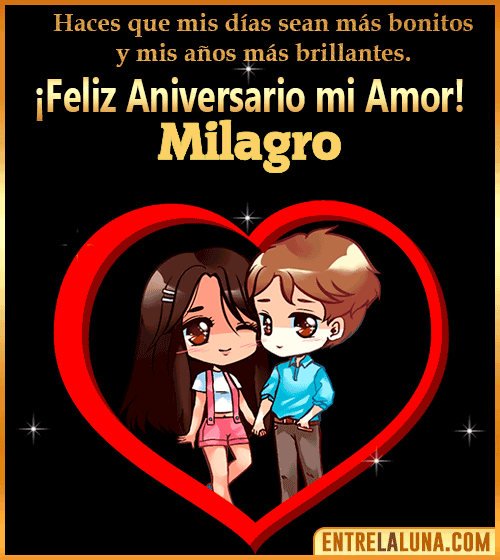 Feliz Aniversario mi Amor gif Milagro