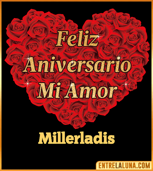 Corazón con Mensaje feliz aniversario mi amor Millerladis