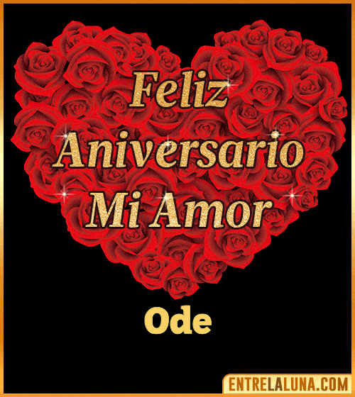Corazón con Mensaje feliz aniversario mi amor Ode