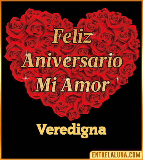Corazón con Mensaje feliz aniversario mi amor Veredigna