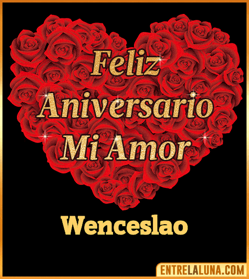 Corazón con Mensaje feliz aniversario mi amor Wenceslao