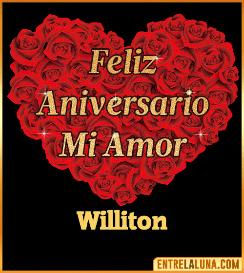 Corazón con Mensaje feliz aniversario mi amor Williton