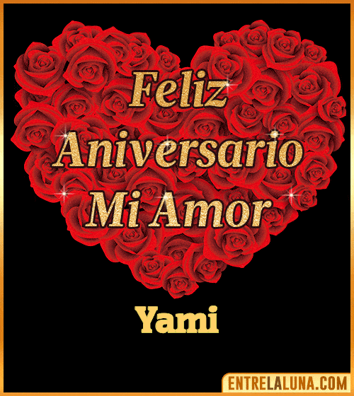 Corazón con Mensaje feliz aniversario mi amor Yami
