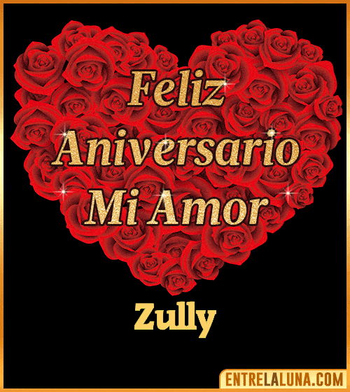 Corazón con Mensaje feliz aniversario mi amor Zully