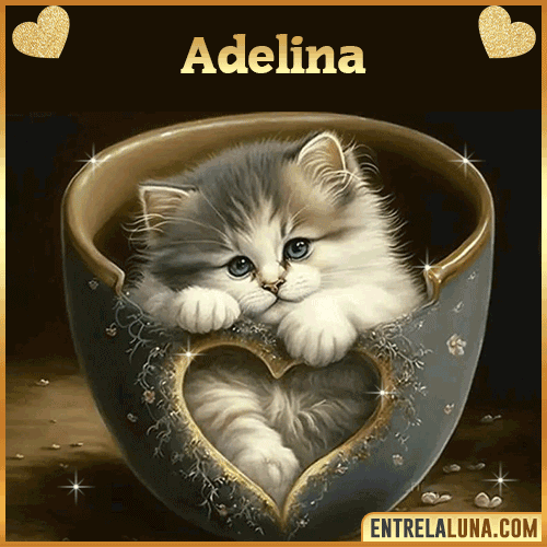 Imagen de tierno gato con nombre Adelina