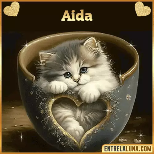 Imagen de tierno gato con nombre Aida