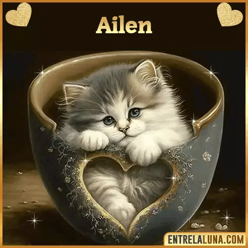 Imagen de tierno gato con nombre Ailen