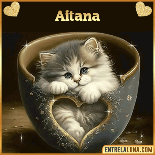 Imagen de tierno gato con nombre Aitana