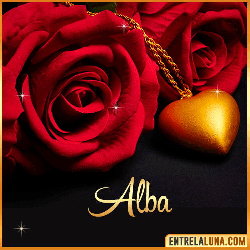 Flor de Rosa roja con Nombre Alba