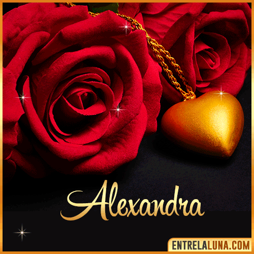 Flor de Rosa roja con Nombre Alexandra