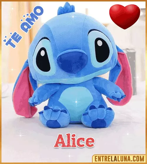 Peluche Stitch te amo con Nombre Alice