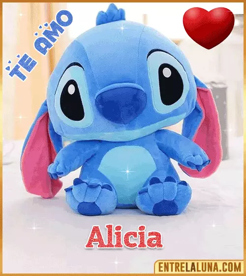 Peluche Stitch te amo con Nombre Alicia