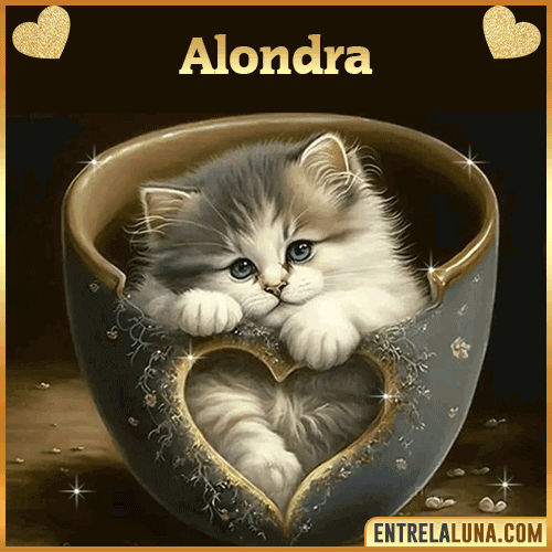 Imagen de tierno gato con nombre Alondra