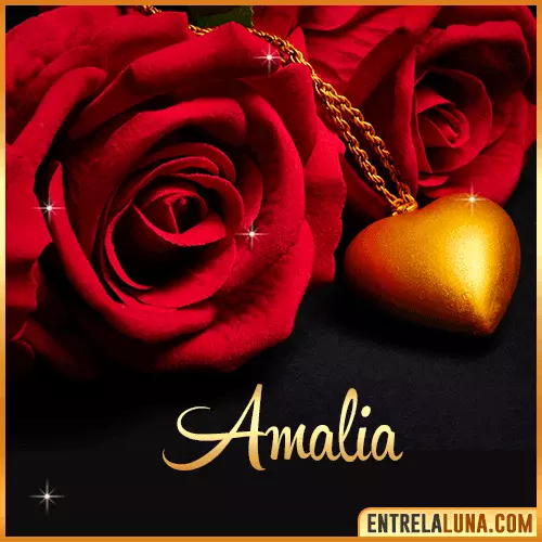 Flor de Rosa roja con Nombre Amalia