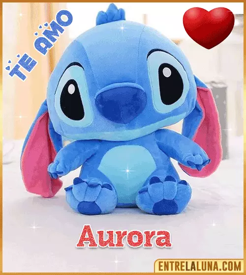 Peluche Stitch te amo con Nombre Aurora