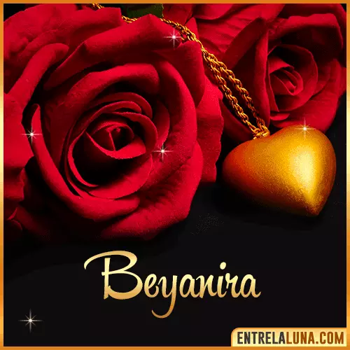 Flor de Rosa roja con Nombre Beyanira