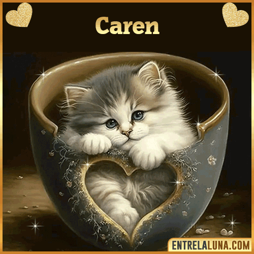 Imagen de tierno gato con nombre Caren