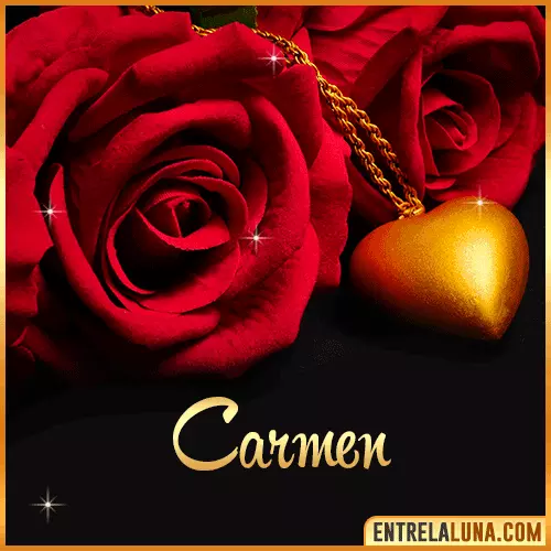 Flor de Rosa roja con Nombre Carmen